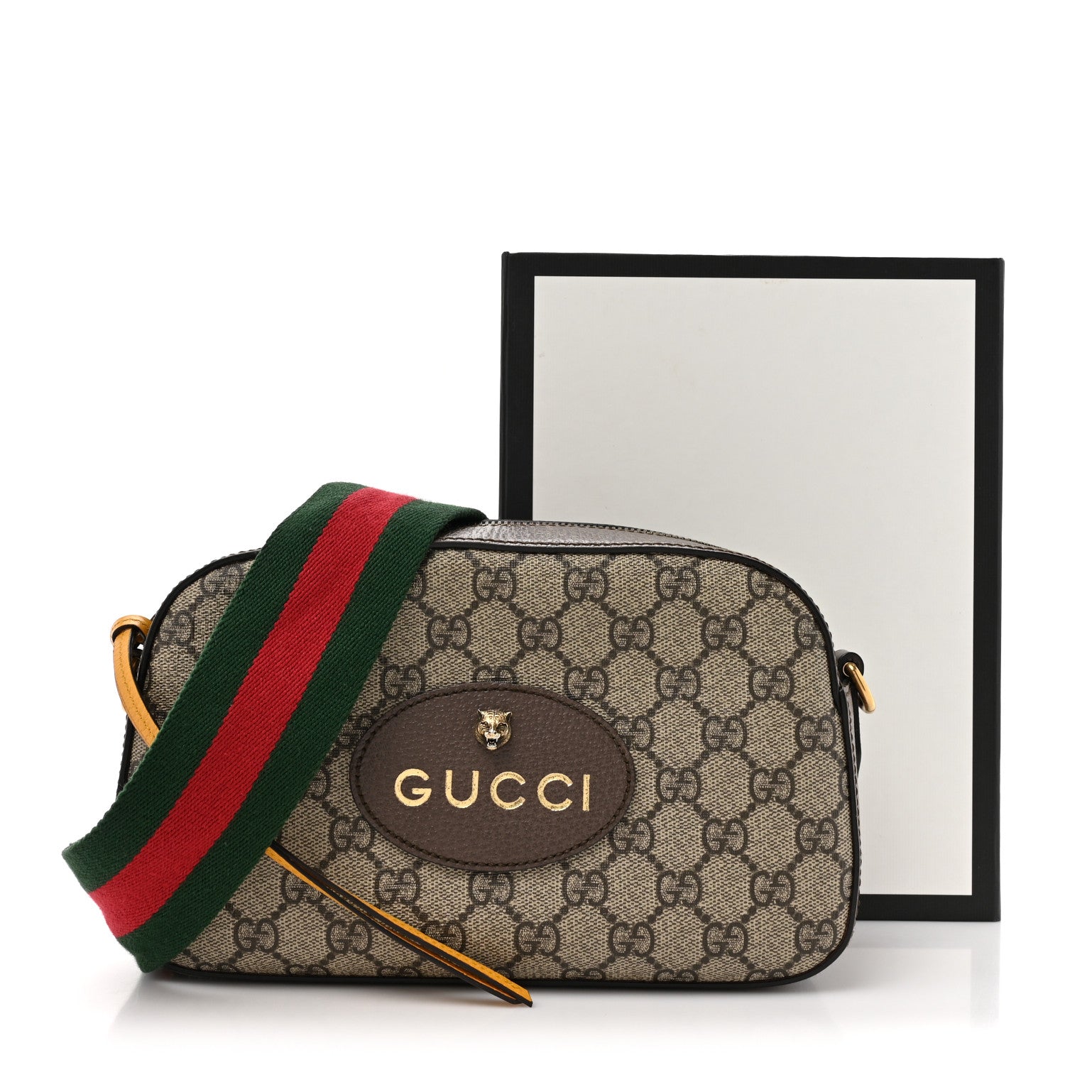 Gucci GG Supreme Monogram Web Neo Vintage Shoulder Bag Beige New Acero Crop 11 of 14