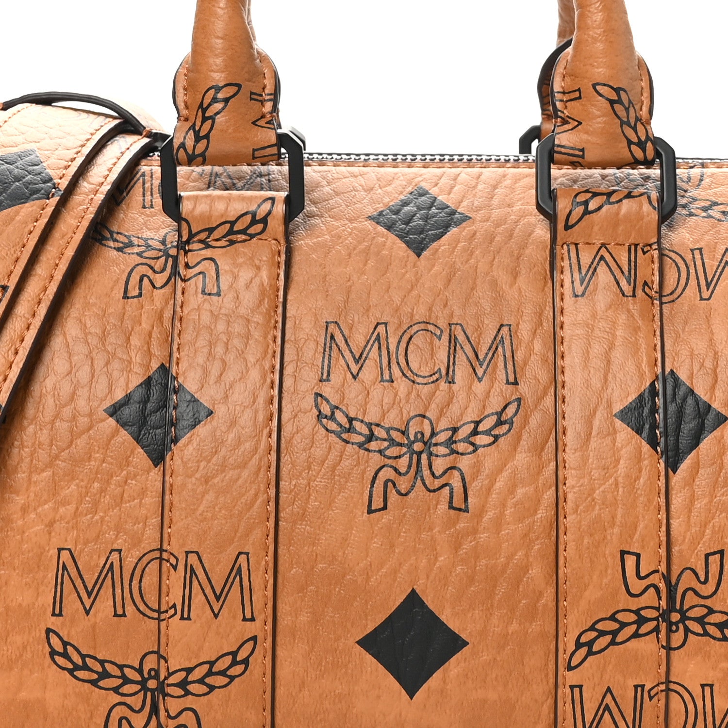 MCM Maxi Visetos Small Aren Boston Bag Cognac 1662208 – FASHIONPHILE