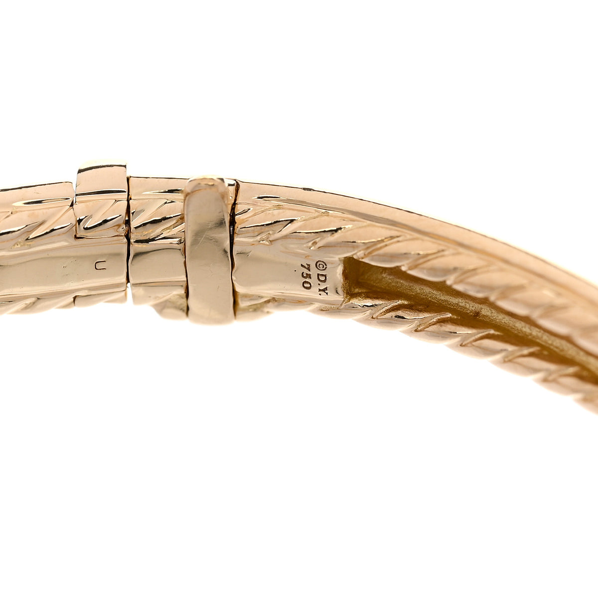 18K Yellow Gold Diamond 4.5mm Modern Renaissance Bangle Bracelet