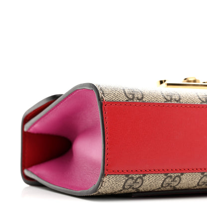 Gucci GG Supreme Monogram Calfskin Small Padlock Shoulder Bag Beige Hibiscus Red New Rosette 9 of 10