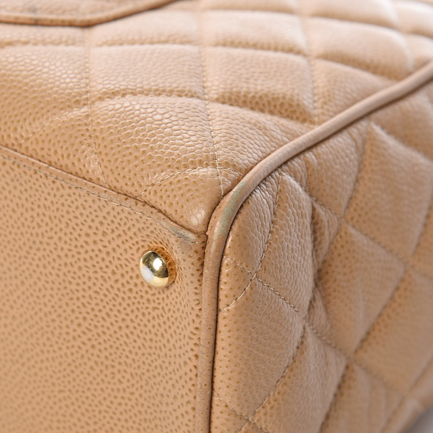 Caviar Quilted Large Bowler Bag Beige