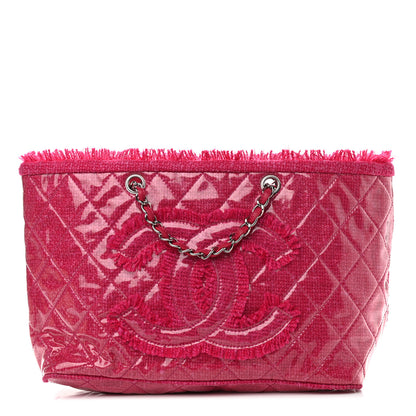 Chanel Vinyl Quilted Funny Tweed Tote Fuchsia 1 of 12