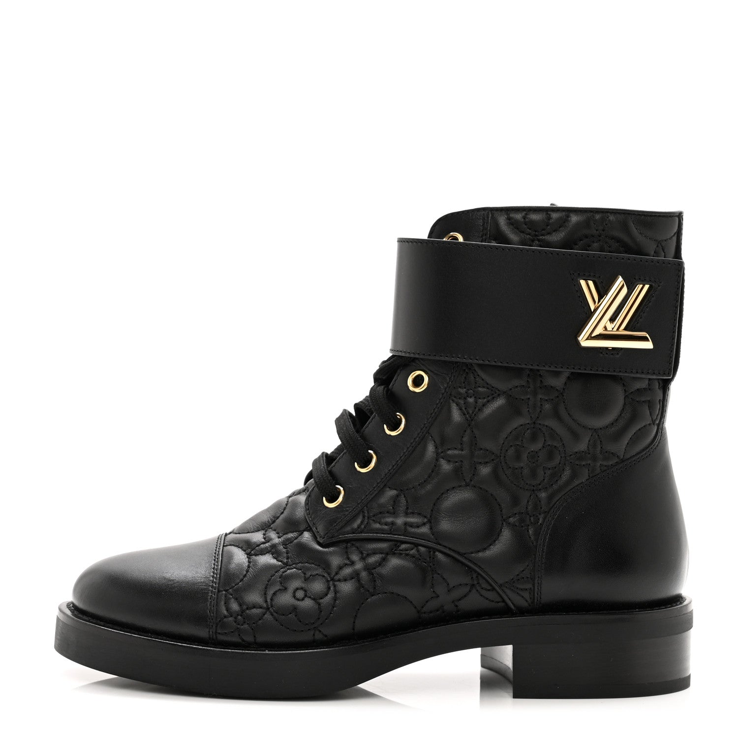 Louis Vuitton Calfskin Embossed Wonderland Ranger Boots 37 Black 1 of 8