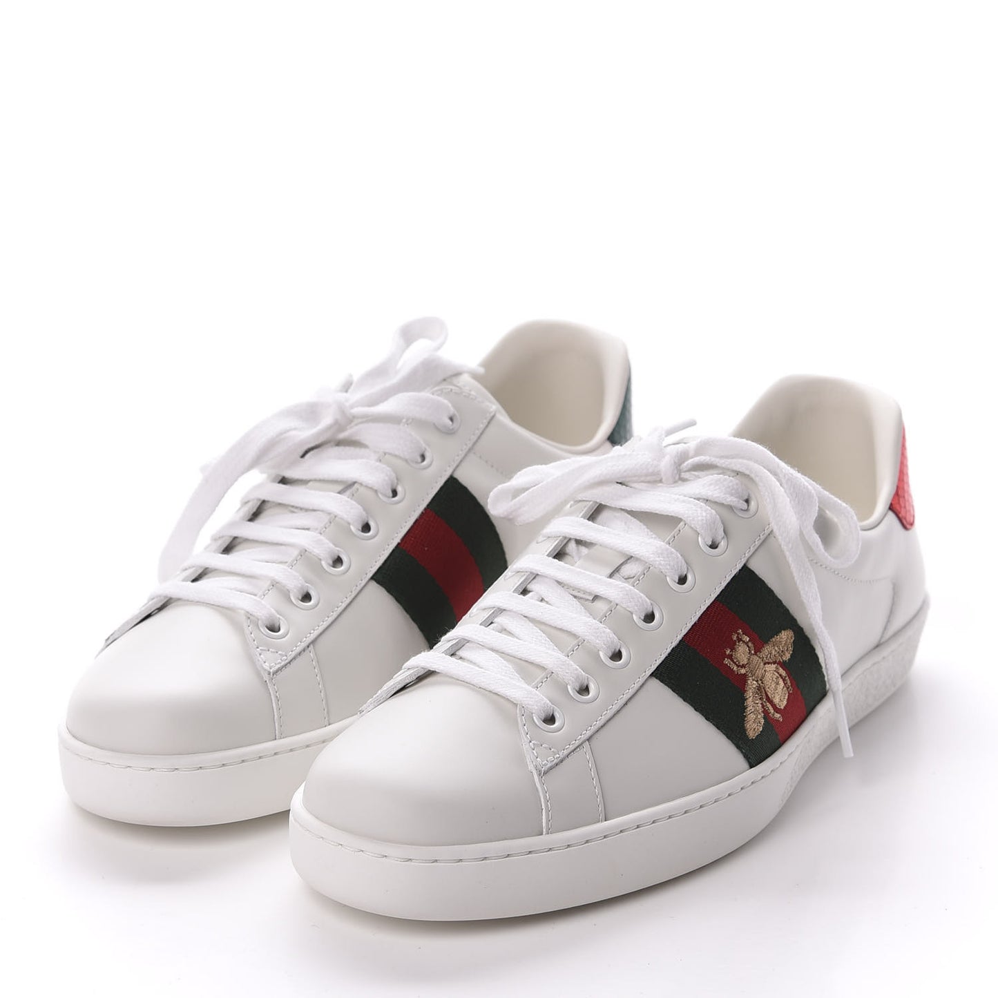 Miro Soft Calfskin Laminated Ayers Web Bee Embroidered Mens Ace Sneakers 8.5 White Red Flame Green