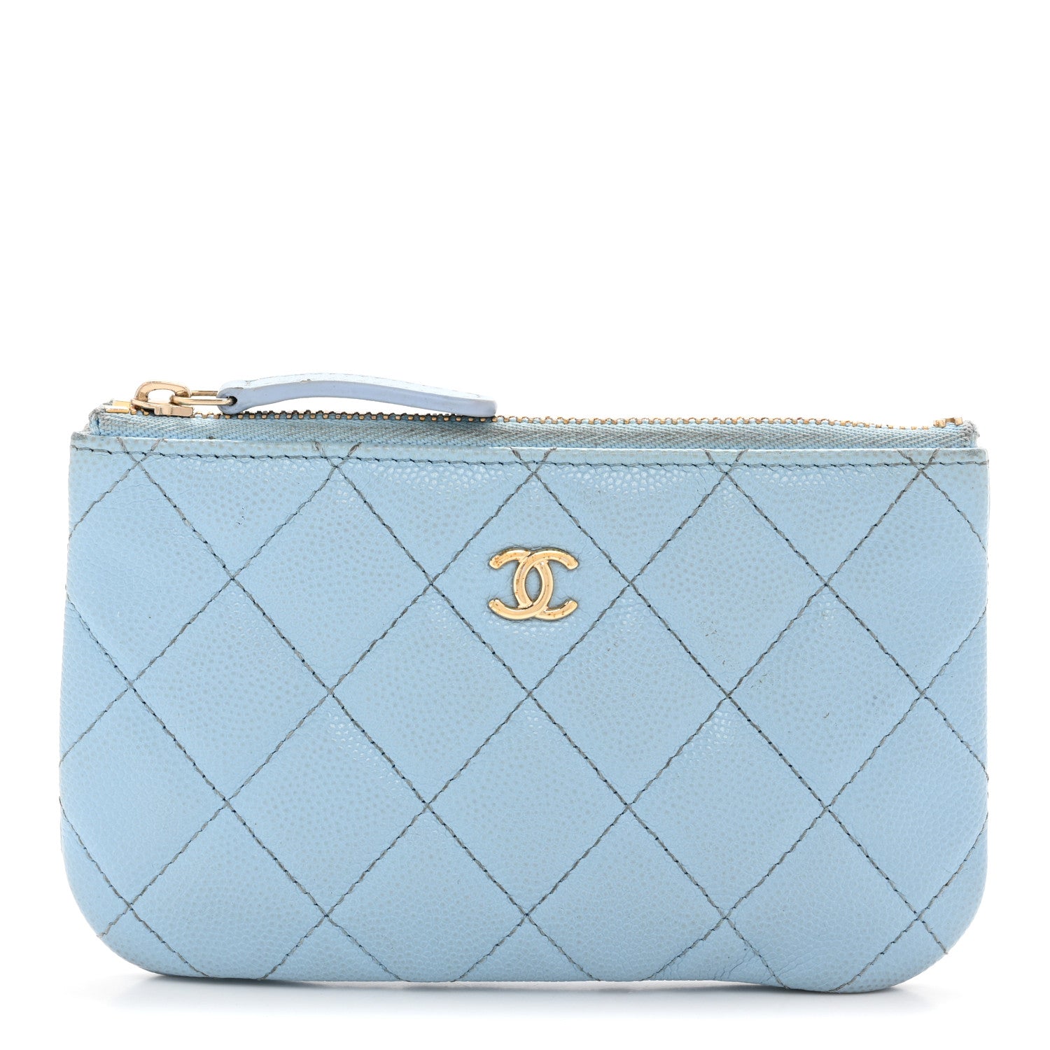 Chanel Caviar Quilted Small Cosmetic Case Light Blue 1 of 11