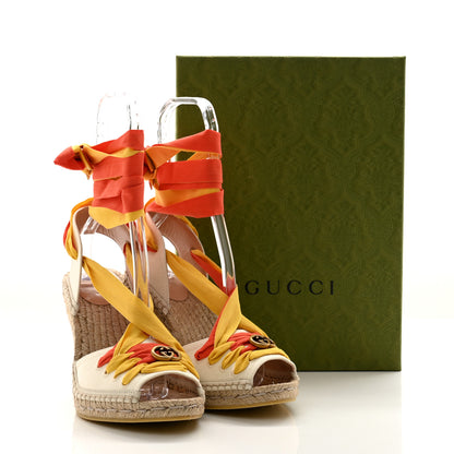 Gucci Canvas Ankle Wrap Interlocking G Platform 35/120mm Espadrille Wedges 39.5 Orange Yellow 8 of 8