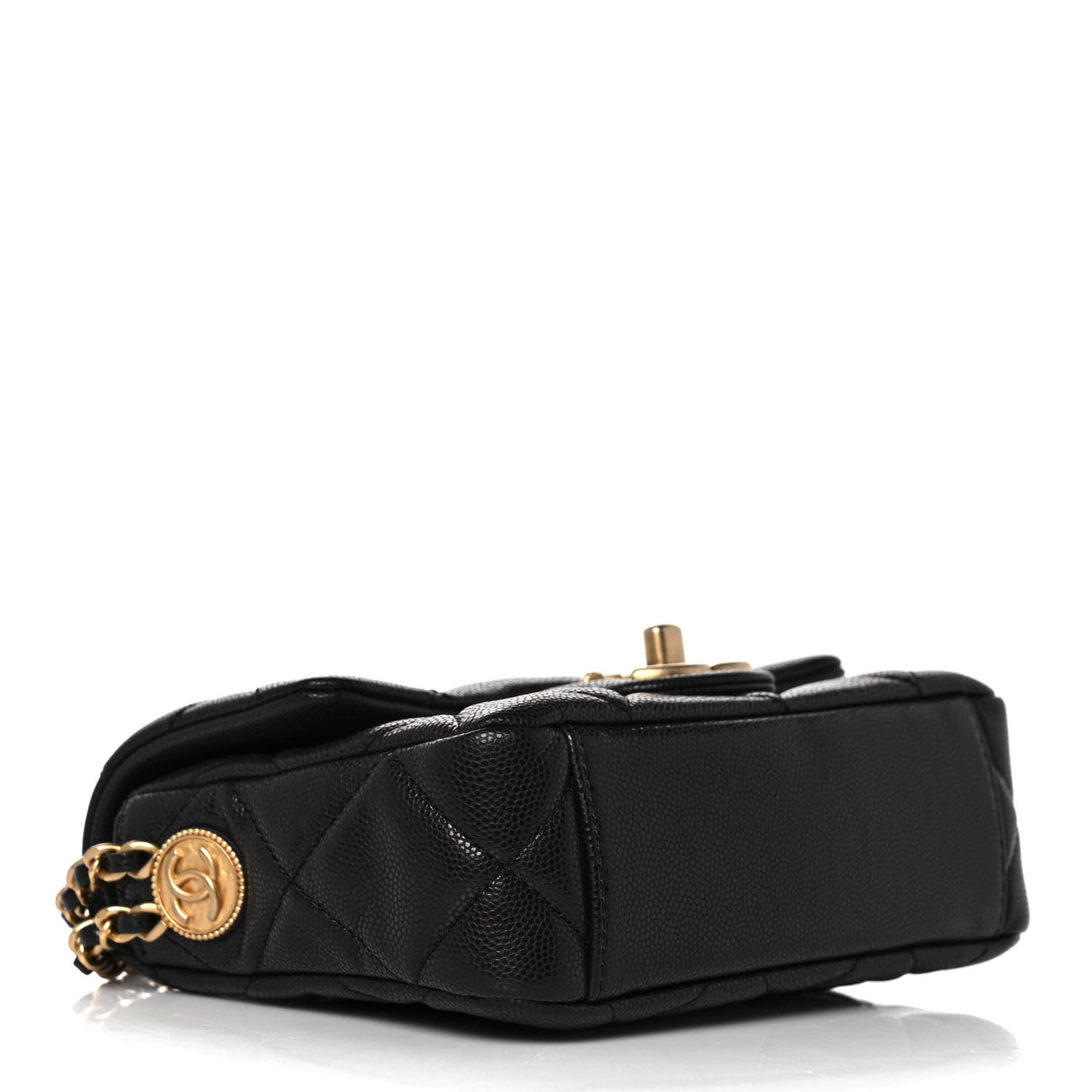 Caviar Quilted Mini Twist Your Buttons Flap Black