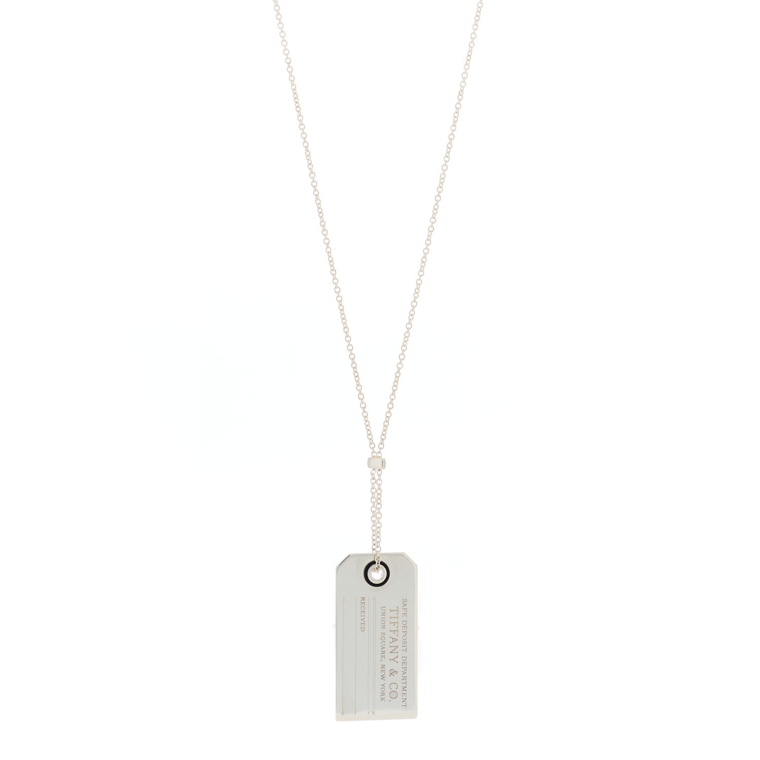 Tiffany Sterling Silver Black Onyx Price Tag Pendant Necklace 1 of 6