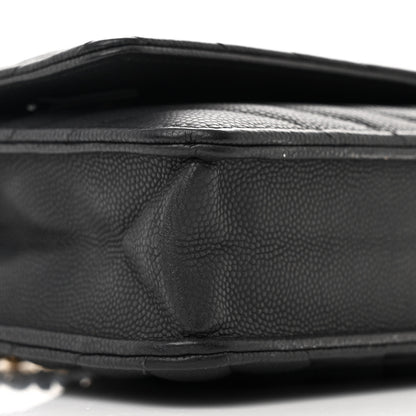 Chanel Caviar Chevron Quilted Wallet On Chain WOC Black 10 of 12