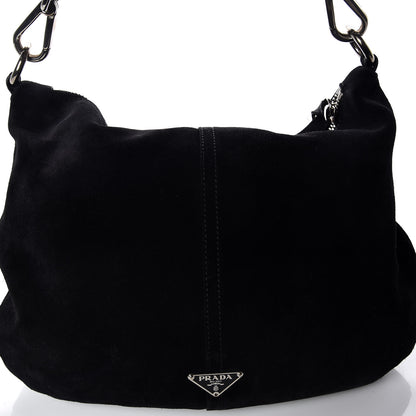 Prada Scamosciato Suede Hobo Black 11 of 13