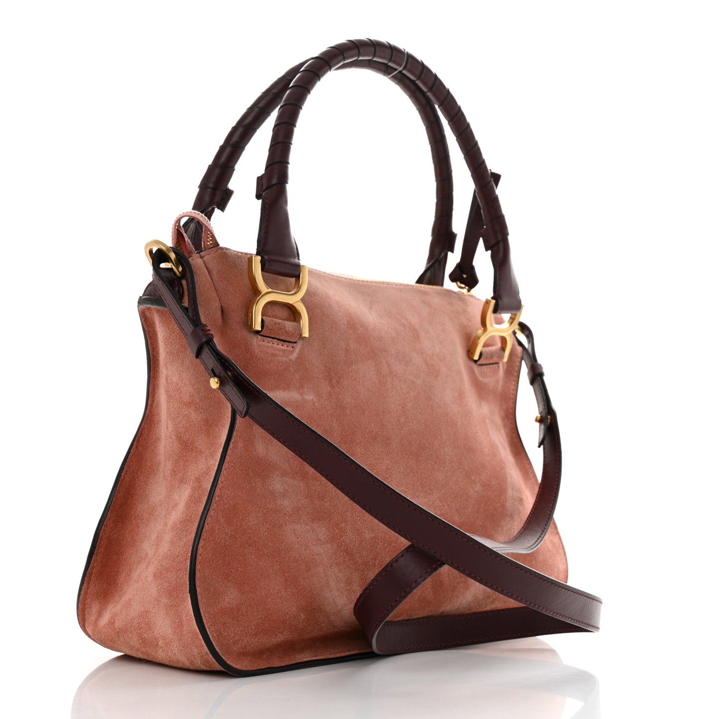 Suede Calfskin Braided Medium Marcie Double Carry Canyon Rose