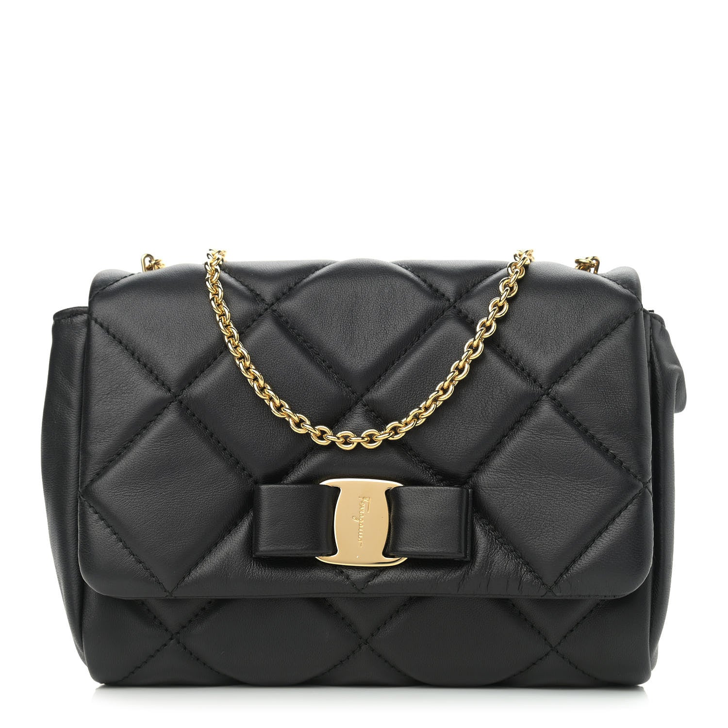 Salvatore Ferragamo Nappa Quilted Ginny Crossbody Black 1 of 10