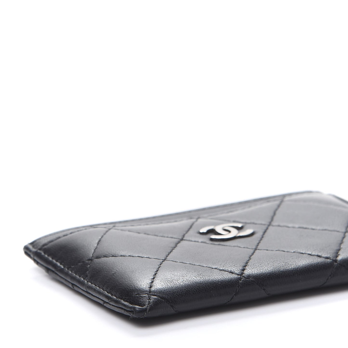 Lambskin Quilted Card Holder Black