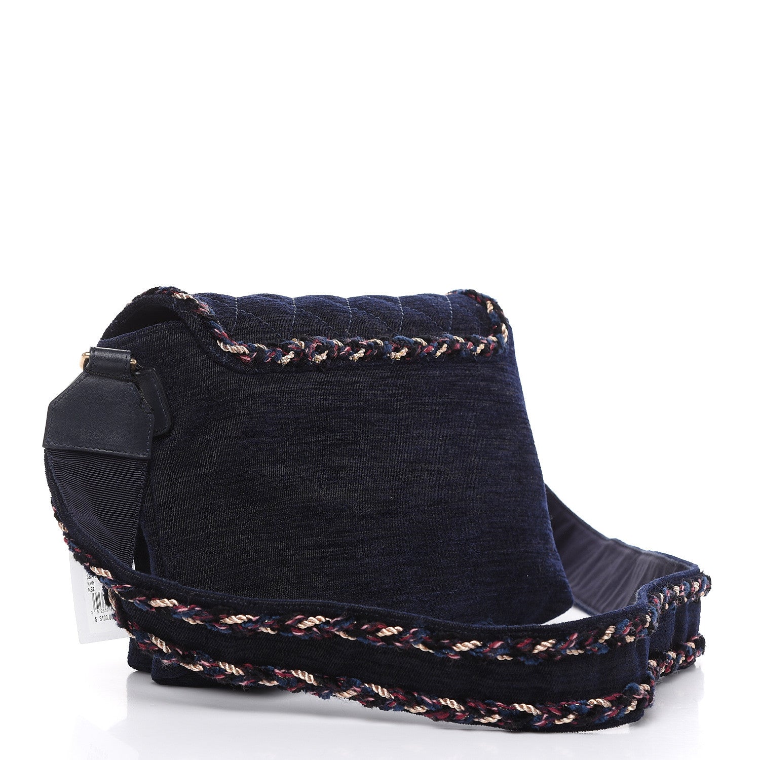 Chanel Wool Velvet Quilted Parisian Stroll Messenger Navy 3 of 9
