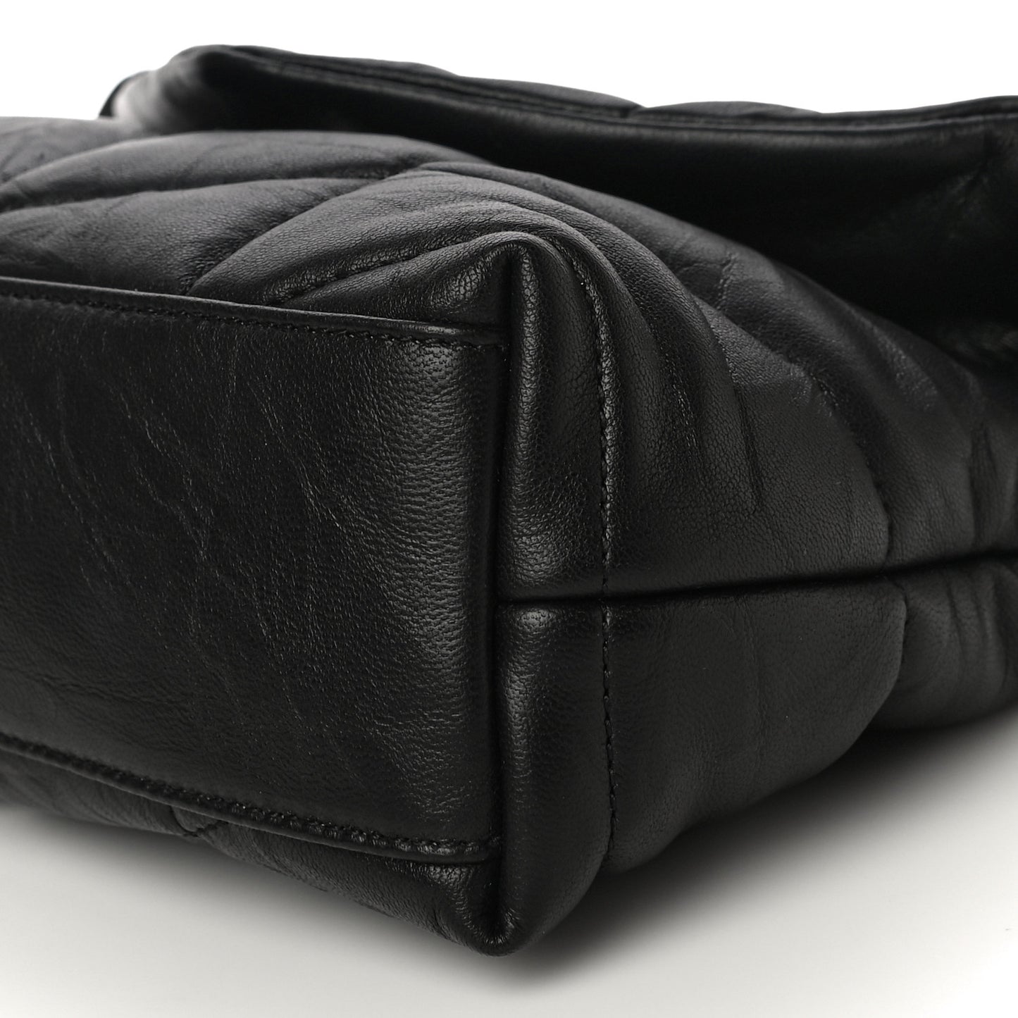 Calfskin Quilted Toy Loulou Puffer Monogram Monochrome Chain Satchel Black