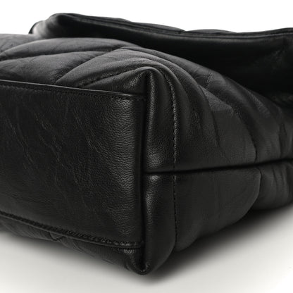 Saint Laurent Calfskin Quilted Toy Loulou Puffer Monogram Monochrome Chain Satchel Black 10 of 11