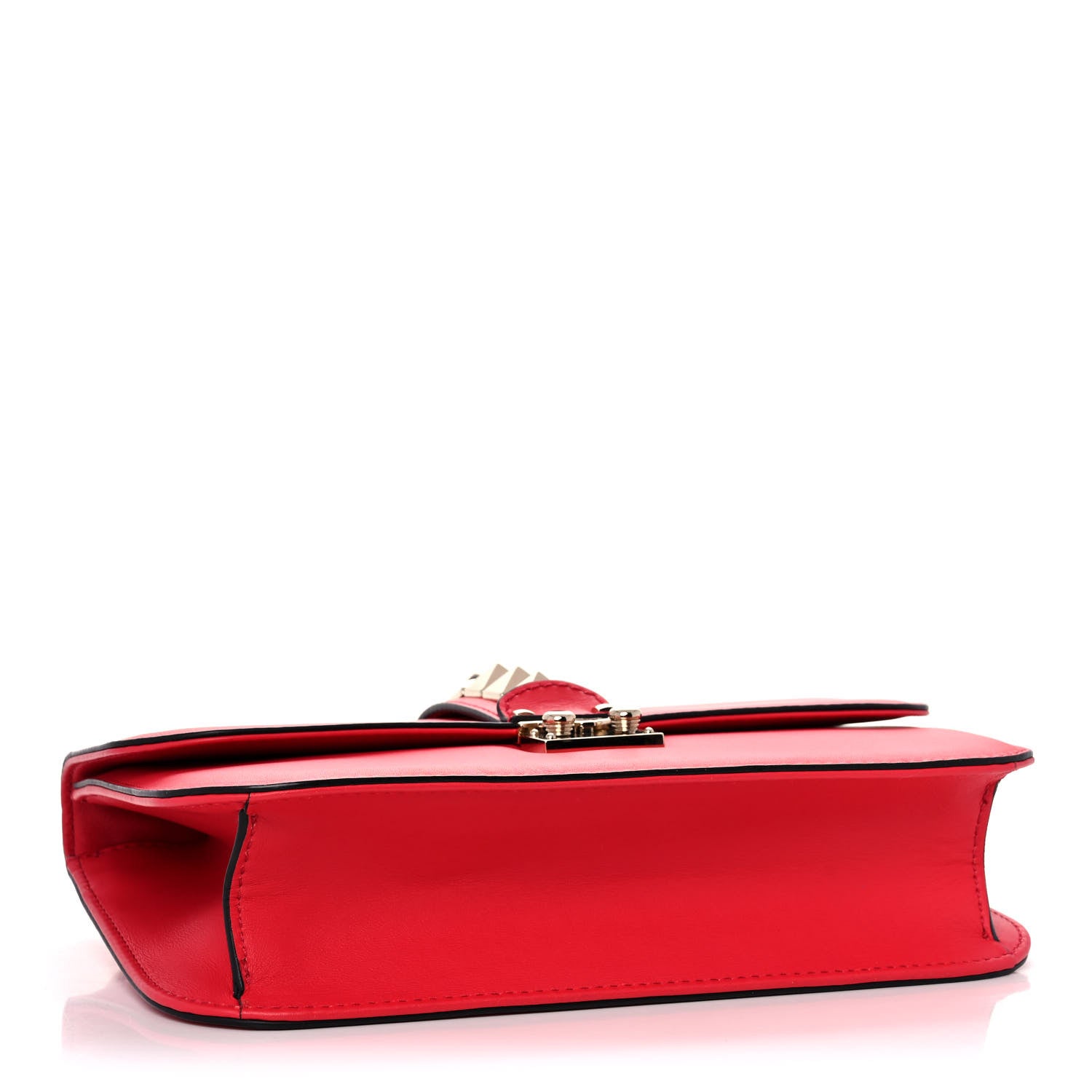 Valentino Garavani Vitello Medium Glam Lock Rockstud Flap Fragola 3 of 8