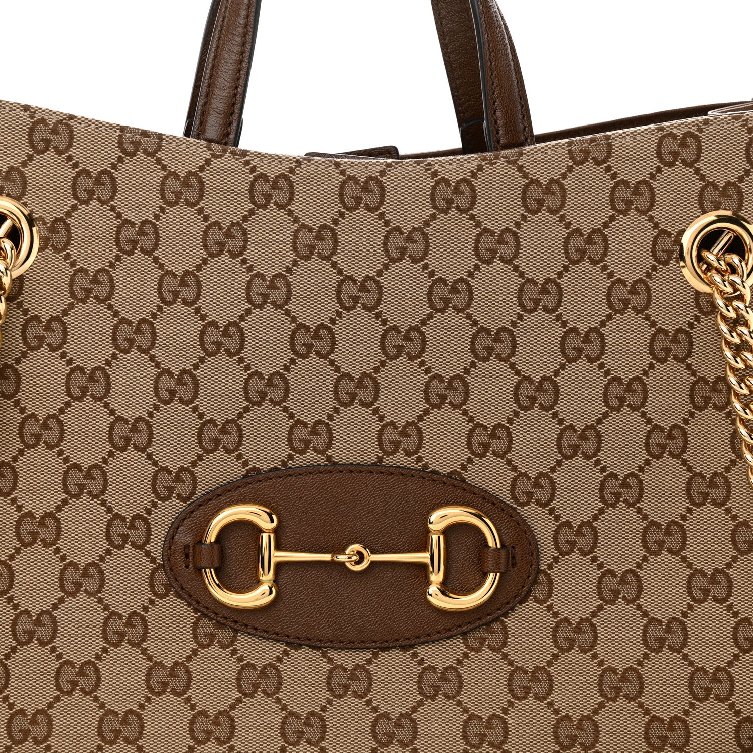 Gucci Monogram Calfskin Medium Horsebit 1955 Tote Bag Beige Brown Sugar 10 of 14