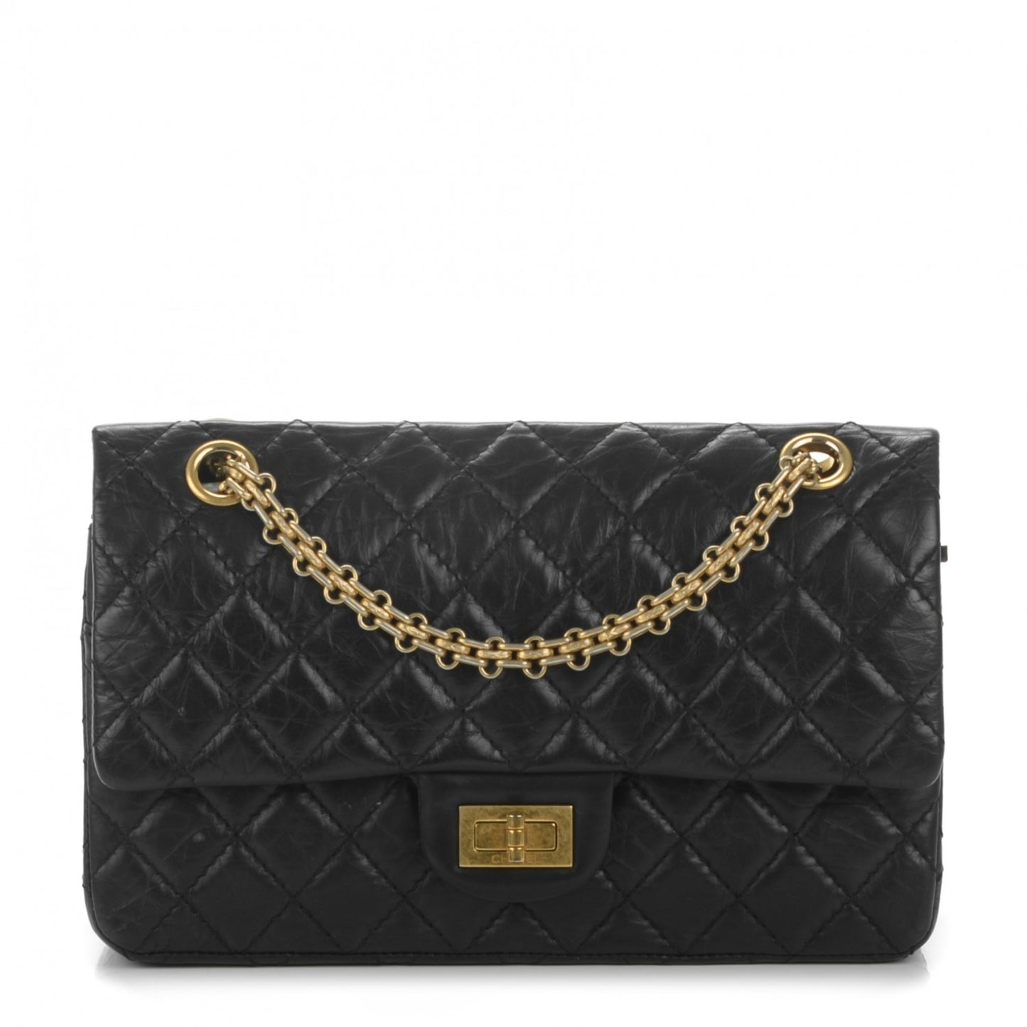 Aged Calfskin Quilted 2.55 Reissue 225 Flap Black