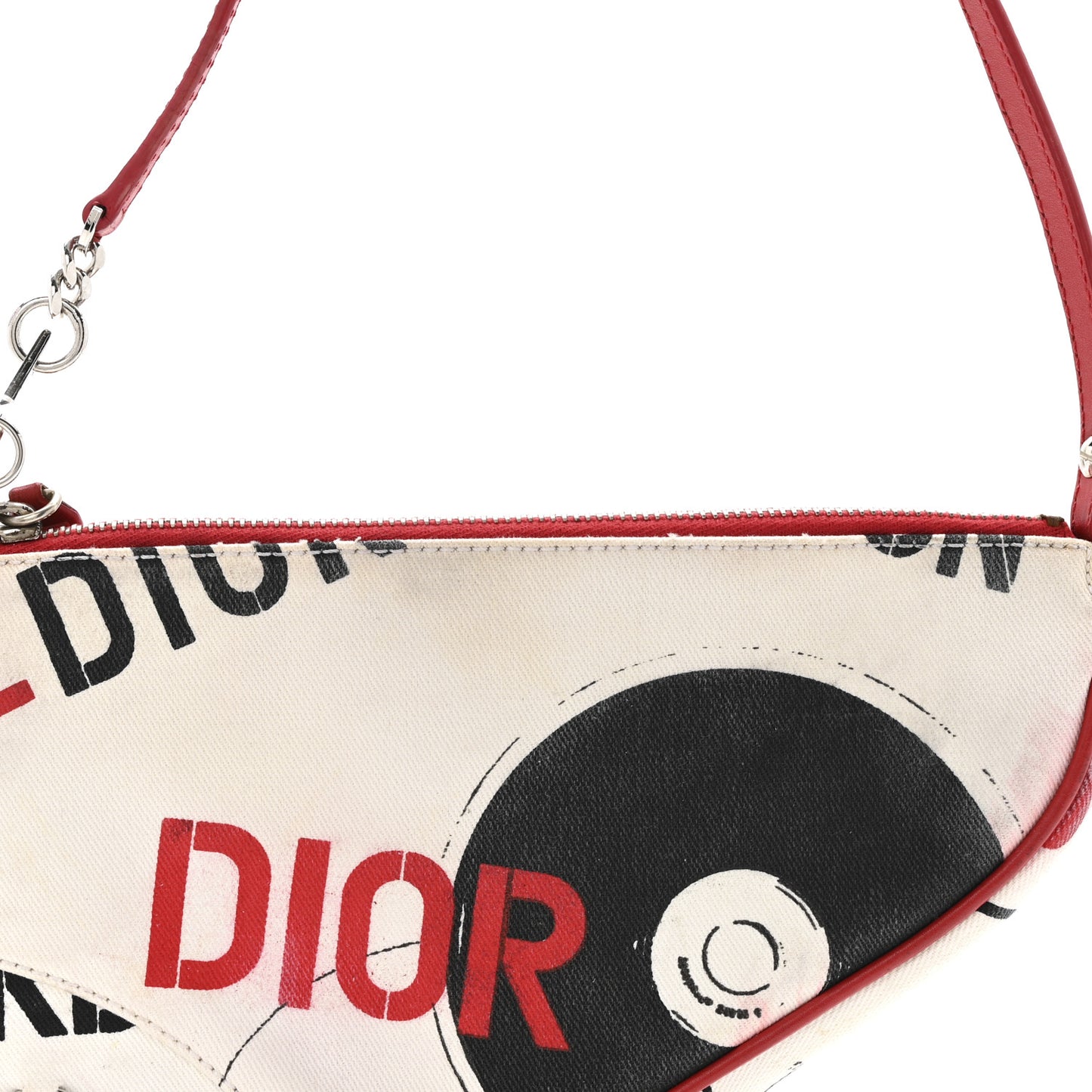 Canvas Hardcore Mini Saddle Pochette White Red