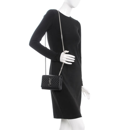 Saint Laurent Calfskin Studded Small Monogram Kate Satchel Black 2 of 7