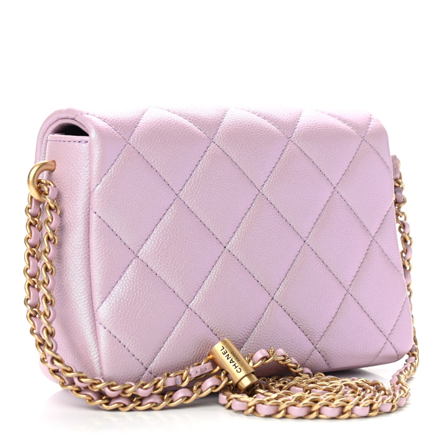 Iridescent Caviar Quilted Mini My Perfect Flap Pink