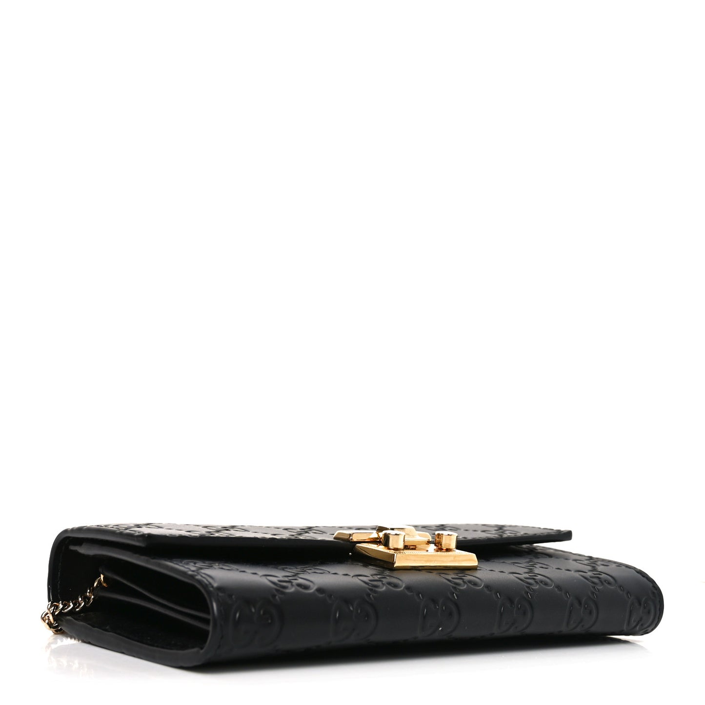 Guccissima Padlock Chain Wallet Black