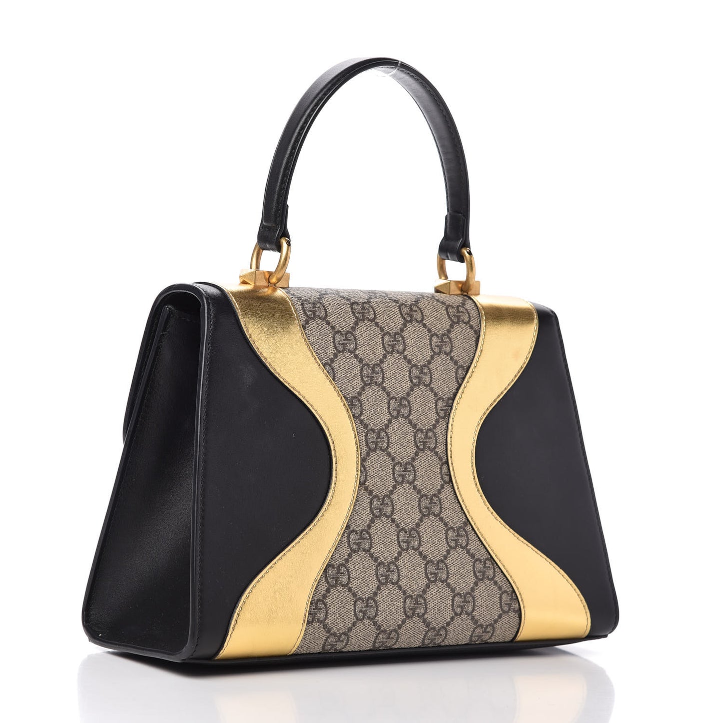 GG Supreme Monogram Small Osiride Top Handle Bag Black Gold