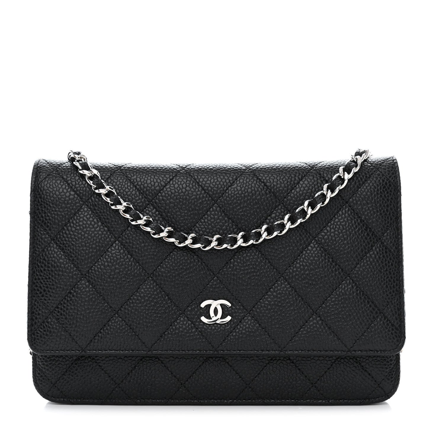 Caviar Quilted Wallet on Chain WOC Black