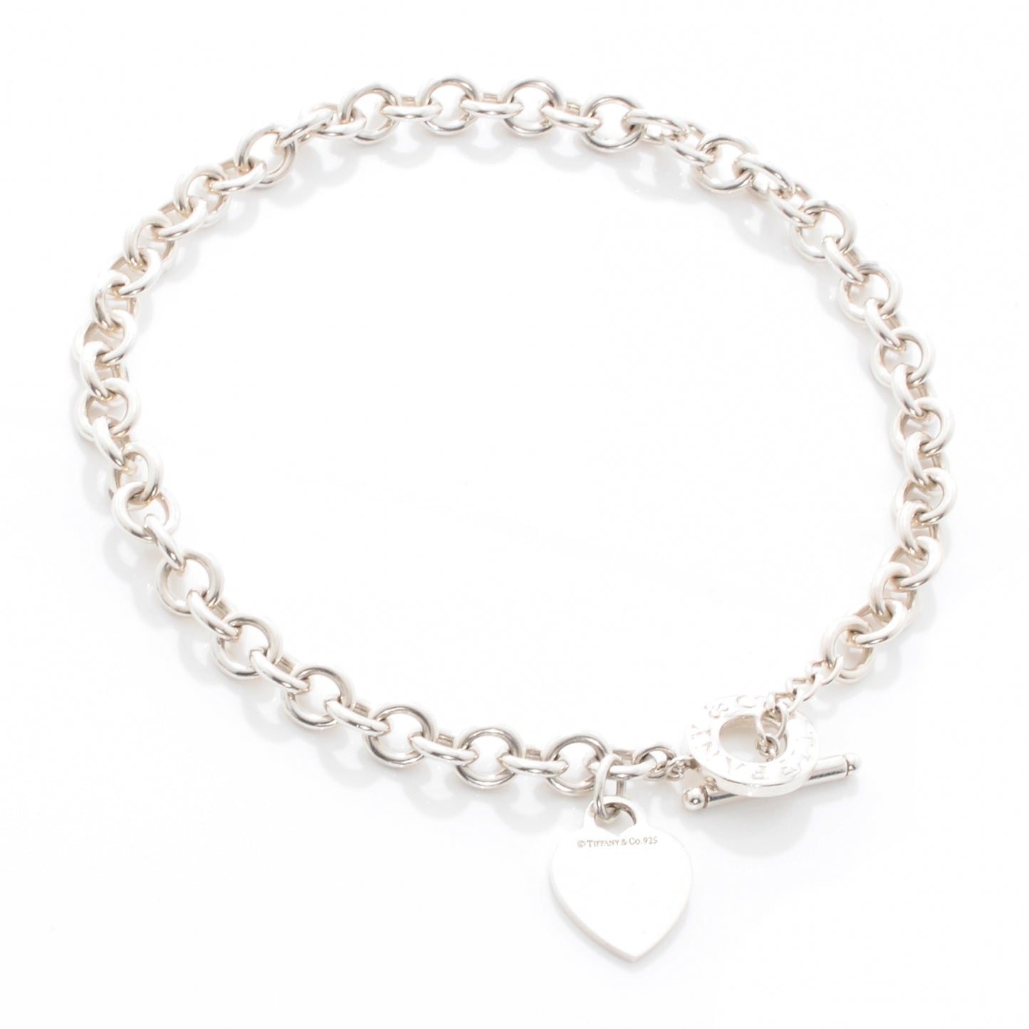 Sterling Silver Heart Tag Toggle Necklace