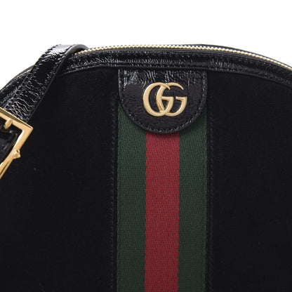 Gucci Suede Patent Web GG Small Ophidia Dome Shoulder Bag Black 10 of 11