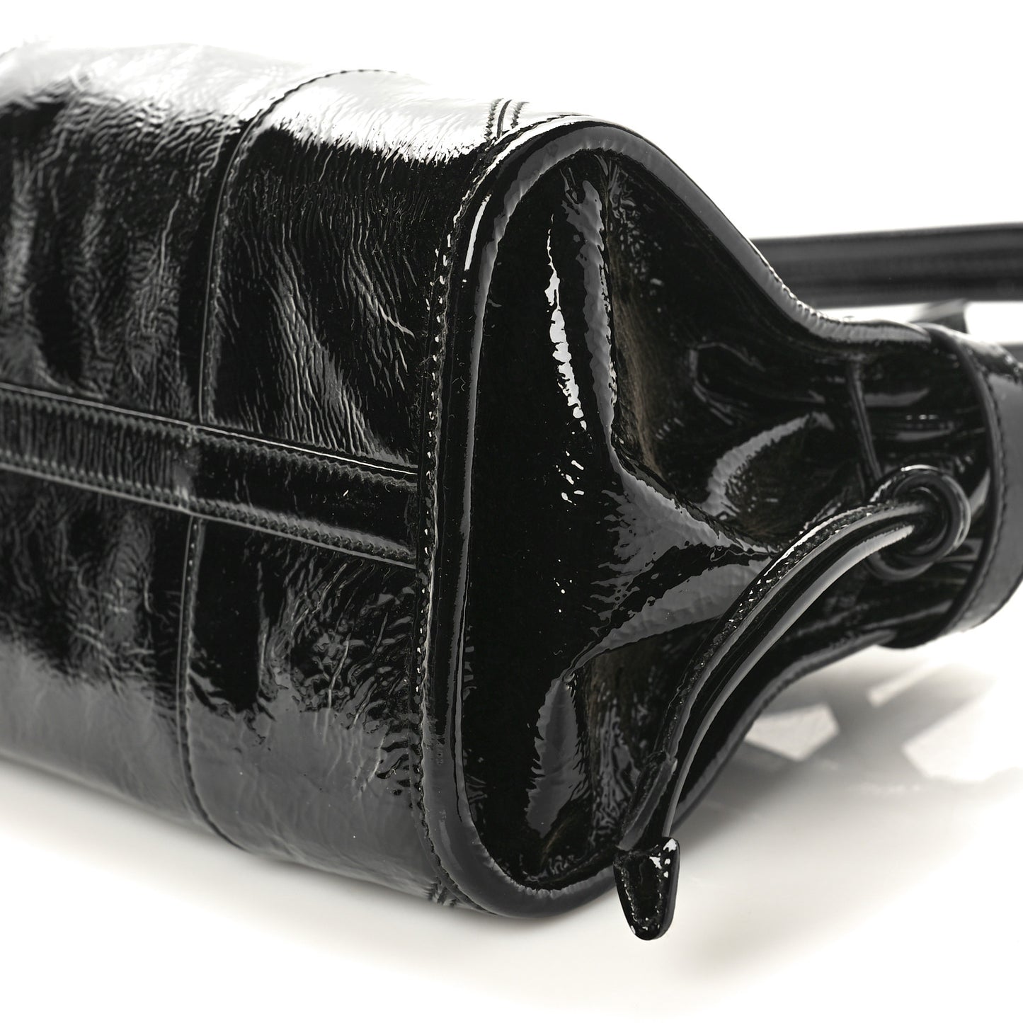 Glossy Calfskin Medium Shoulder Bag Black