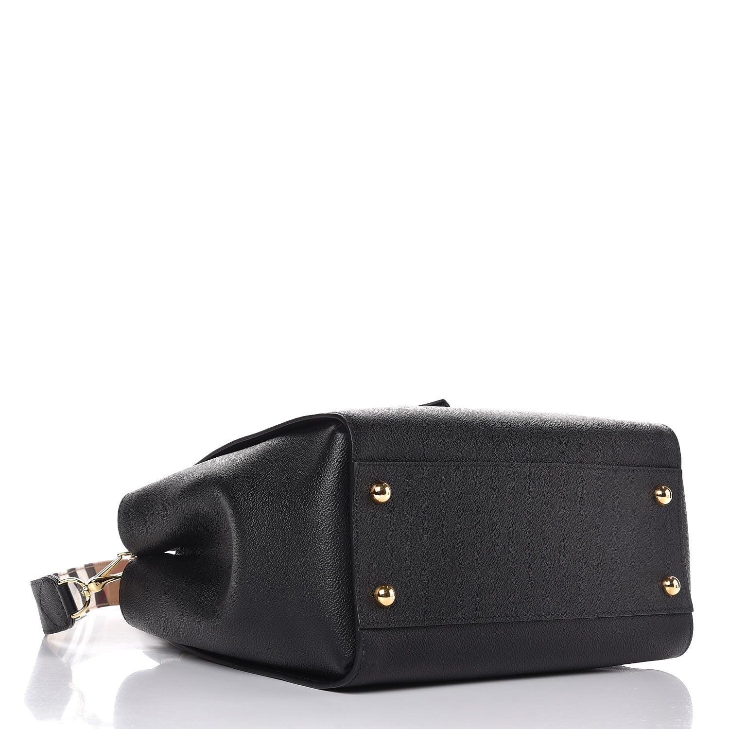 Burberry Soft Grain Calfskin Medium Buckle Tote Black 4 of 7