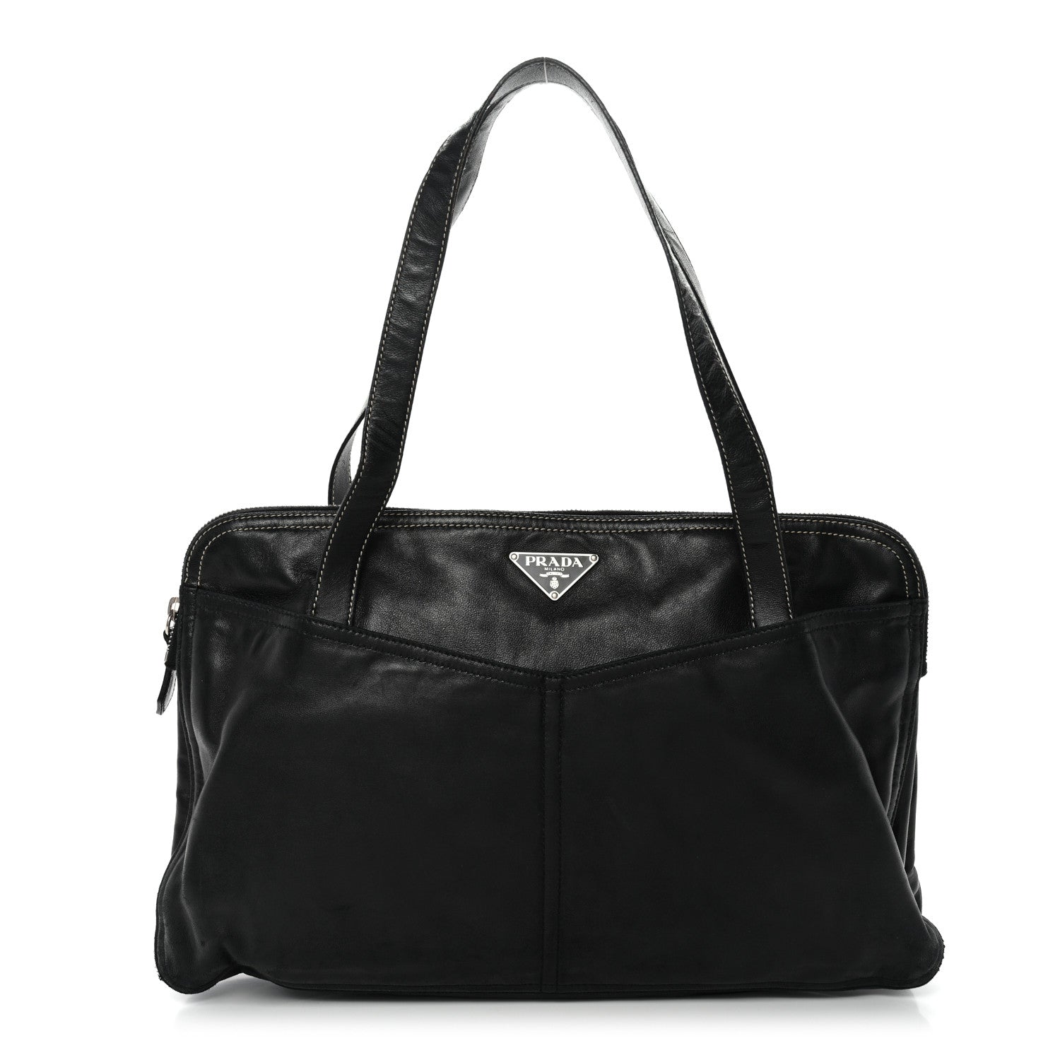 Prada Nappa Pocket Satchel Black 1 of 16