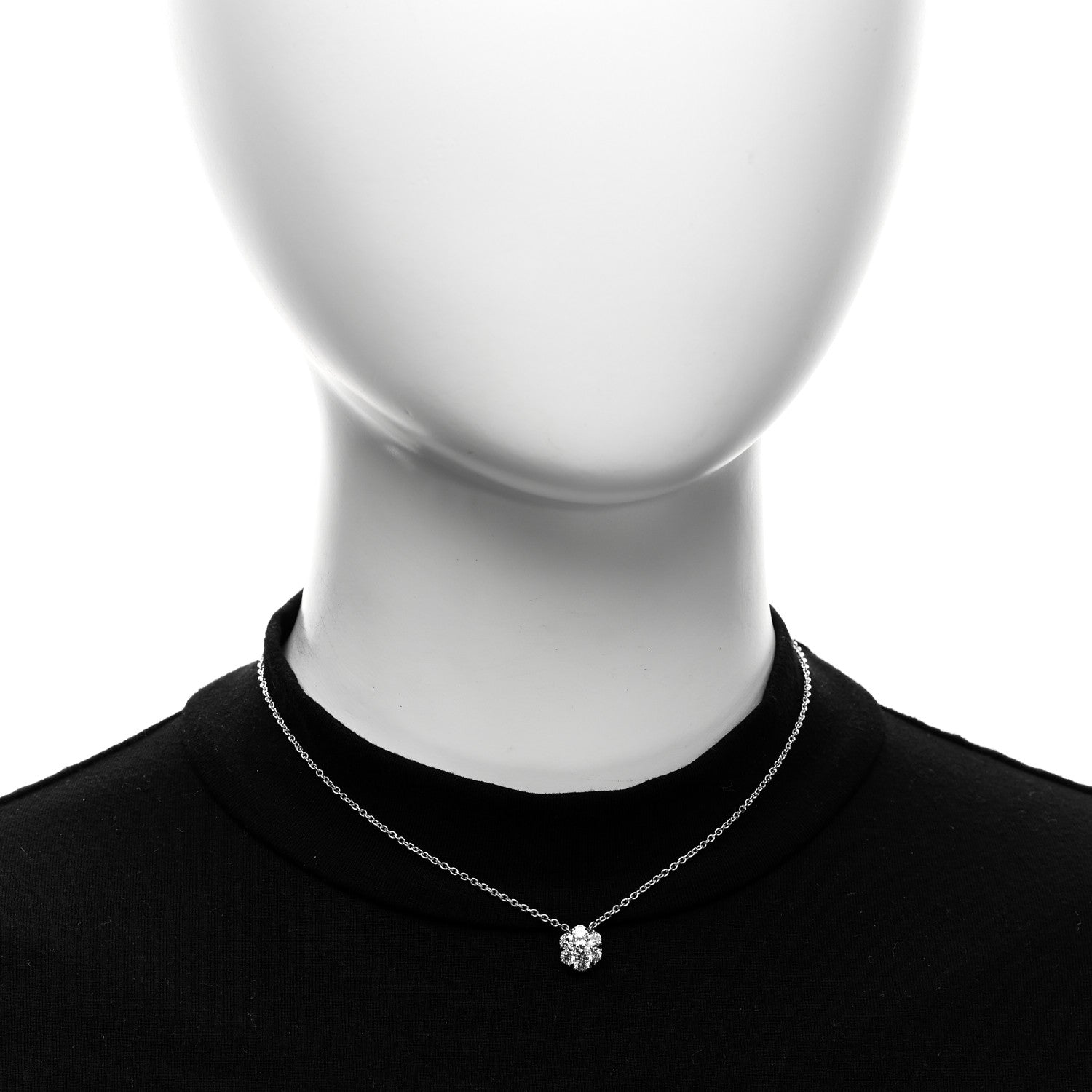 Van Cleef & Arpels Platinum Diamond Fleurette Pendant Necklace 2 of 5
