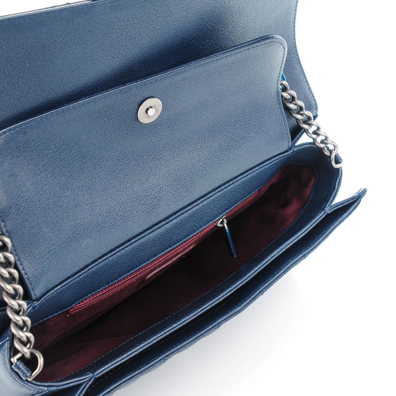 Chanel Goatskin Quilted Large Perfect Edge Flap Navy 5 of 7