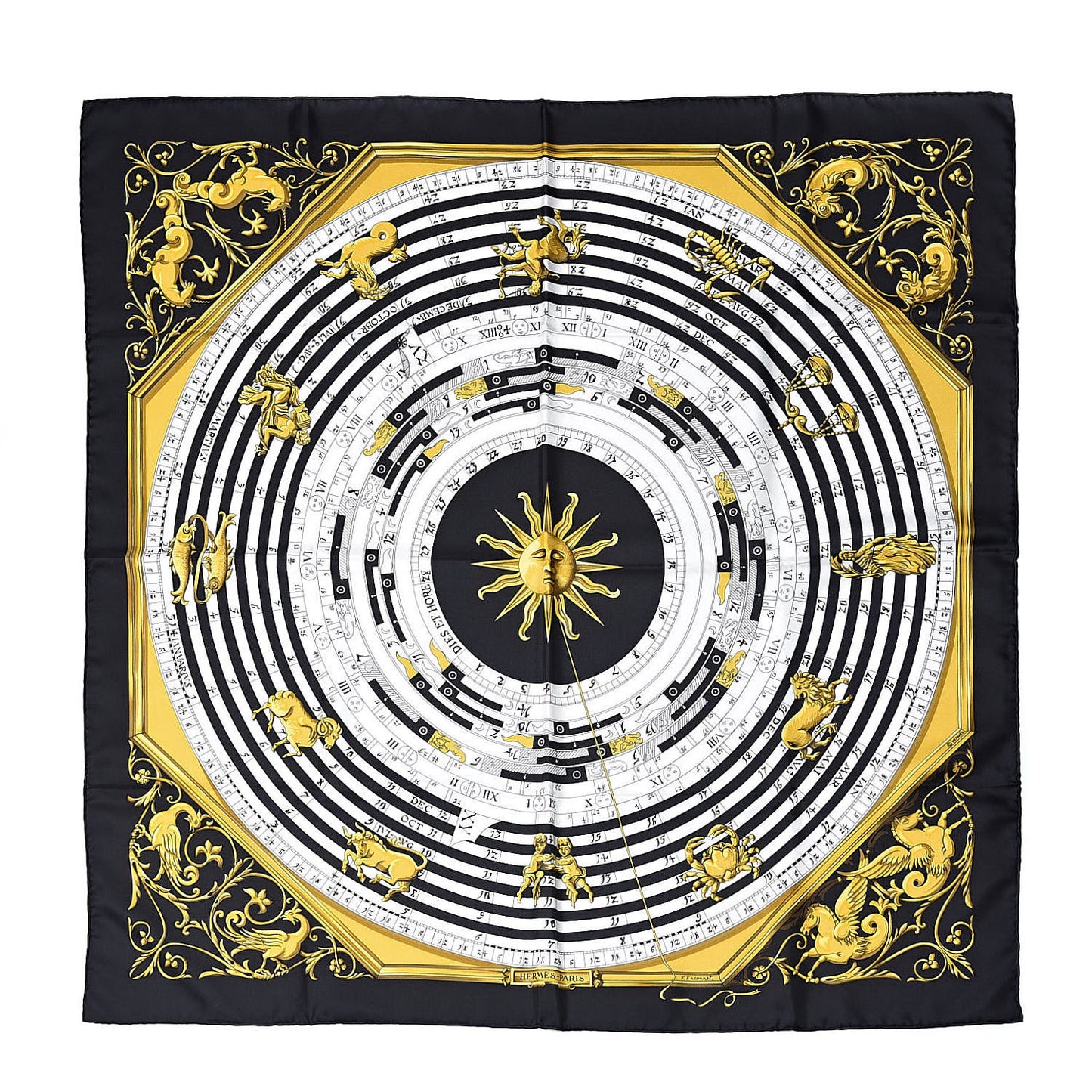 Silk Carre Astrologie Nouvelle Scarf 90 Black