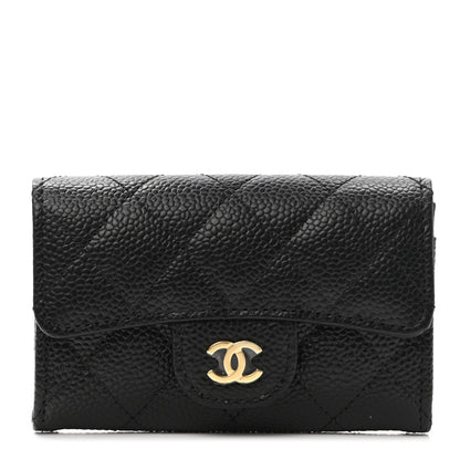 Chanel Caviar Quilted Flap Card Holder Wallet Black 1 of 8