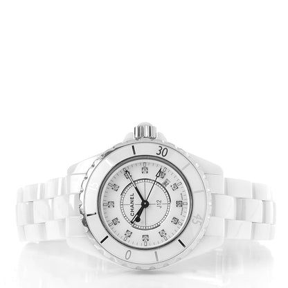 Chanel Stainless Steel Ceramic Diamond 33mm J12 Quartz Watch White 3 of 5