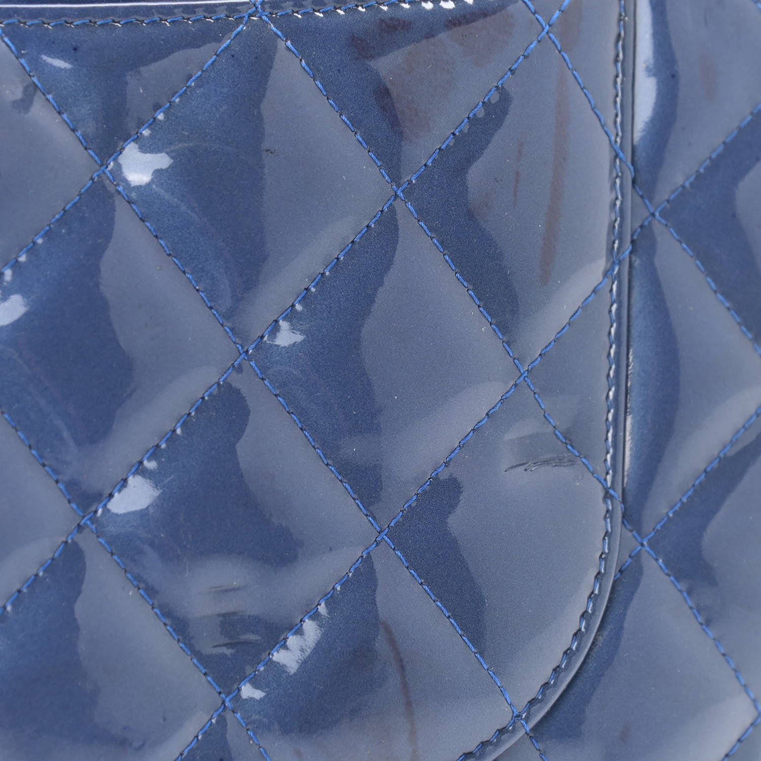 Chanel Patent Quilted Jumbo Double Flap Blue 13 of 20