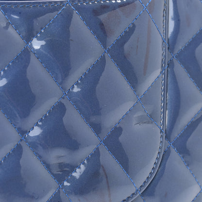 Chanel Patent Quilted Jumbo Double Flap Blue 13 of 20
