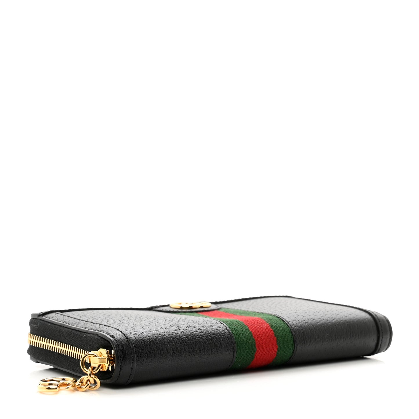 Calfskin Web Ophidia Zip Around Wallet Black