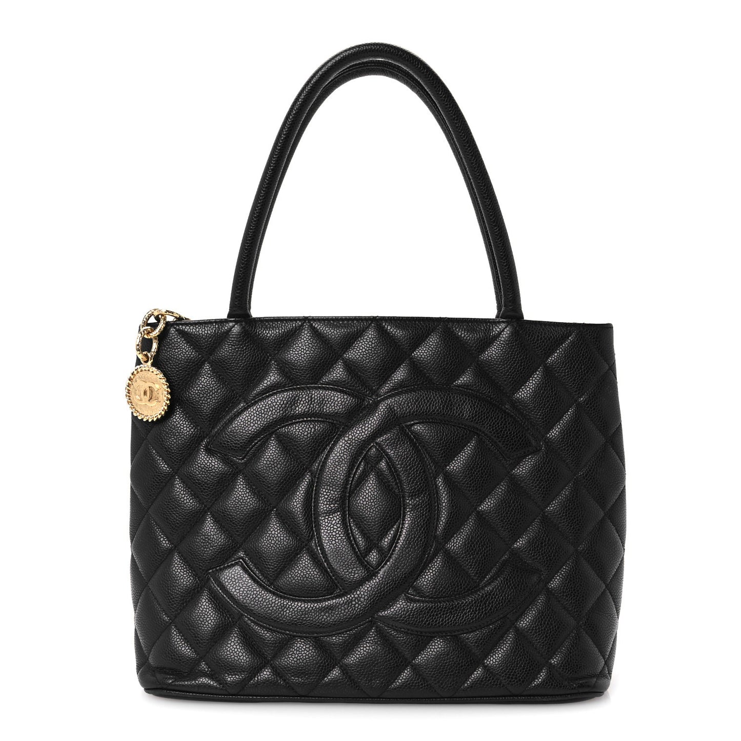 Caviar Quilted Medallion Tote Black