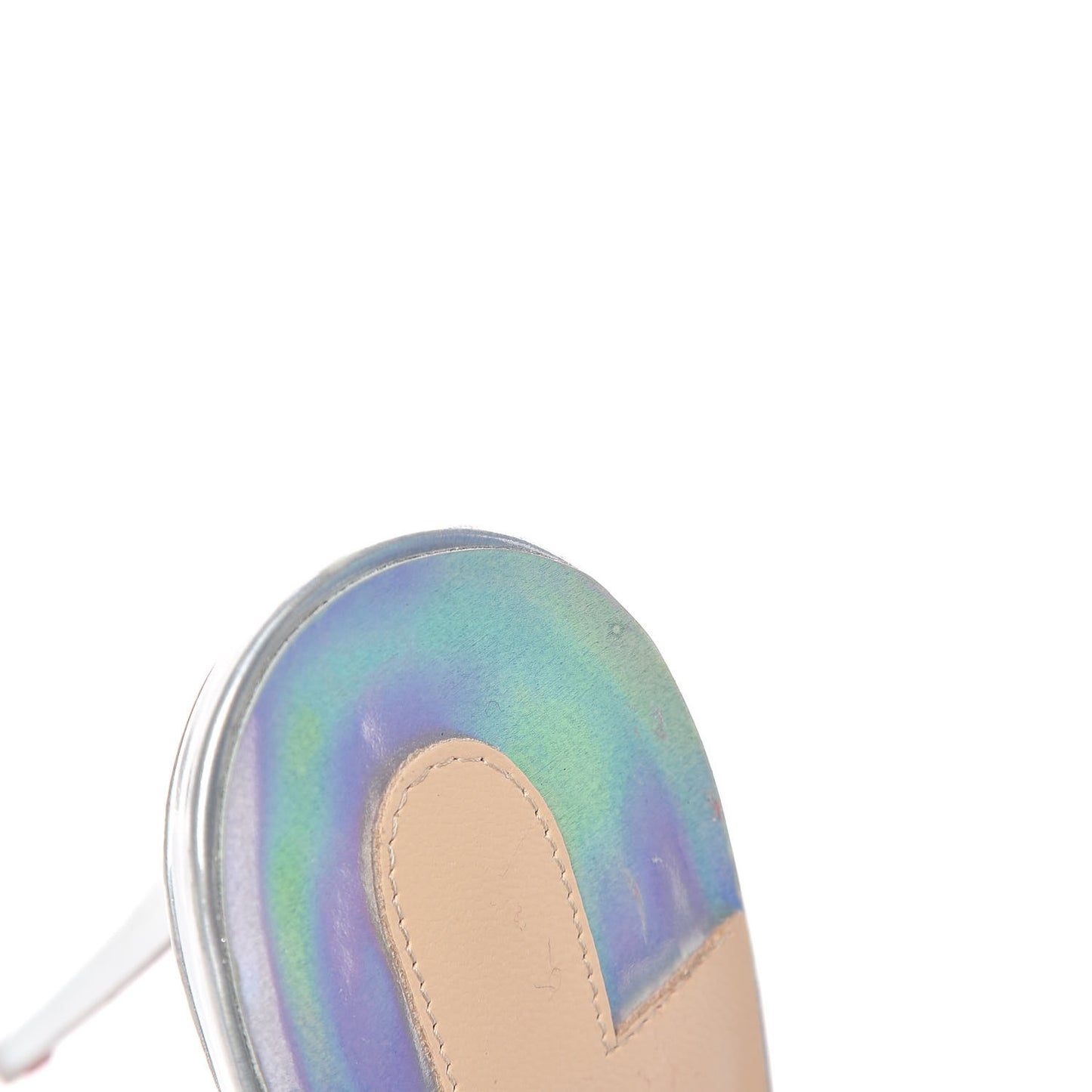 Specchio Calfskin Crystal Marthastrass 100 Slide Sandals 40 Silver Multicolor