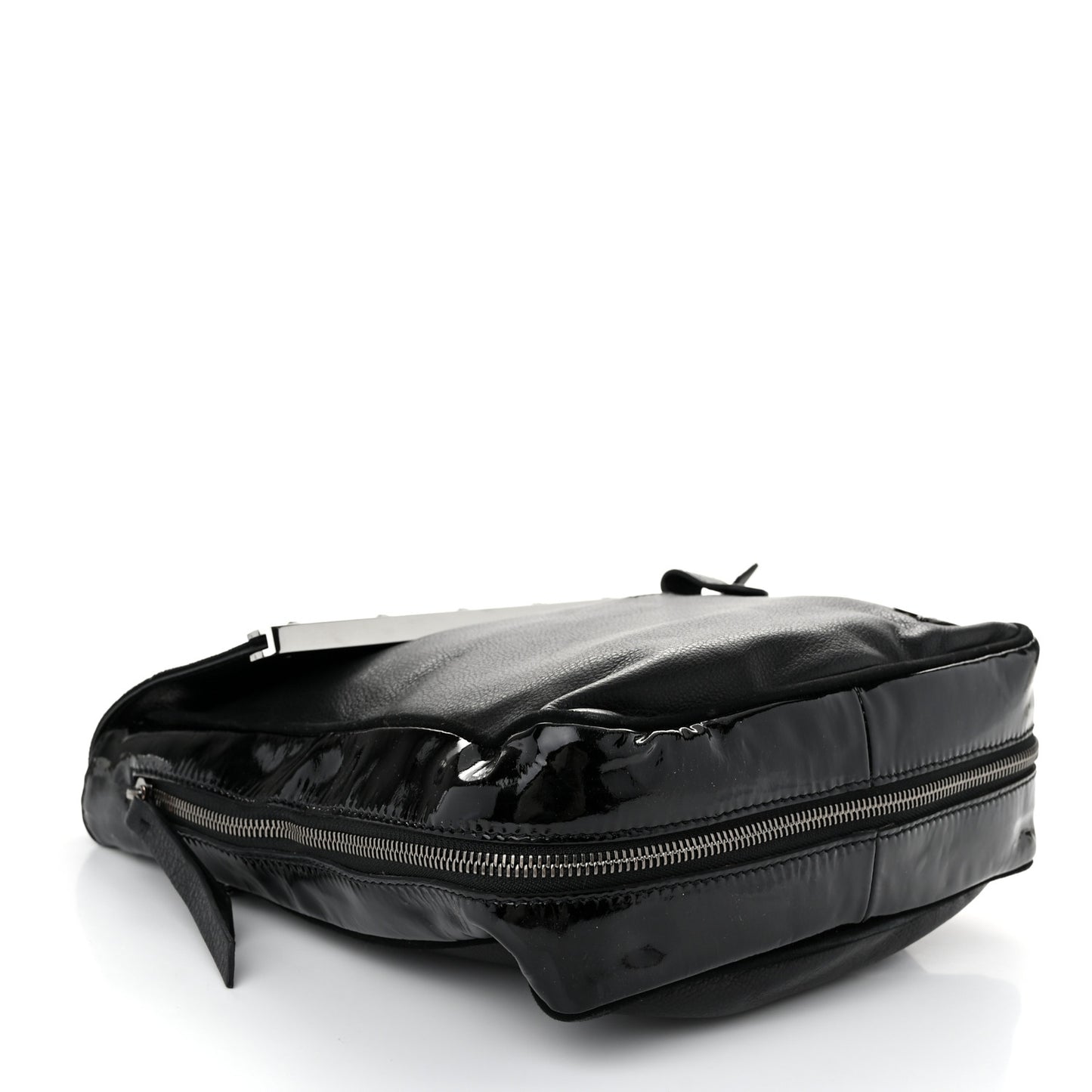 Patent Suede Calfskin Edie Shoulder Bag Black