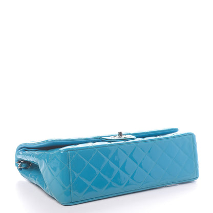 Chanel Patent Quilted Maxi Double Flap Blue 4 of 11