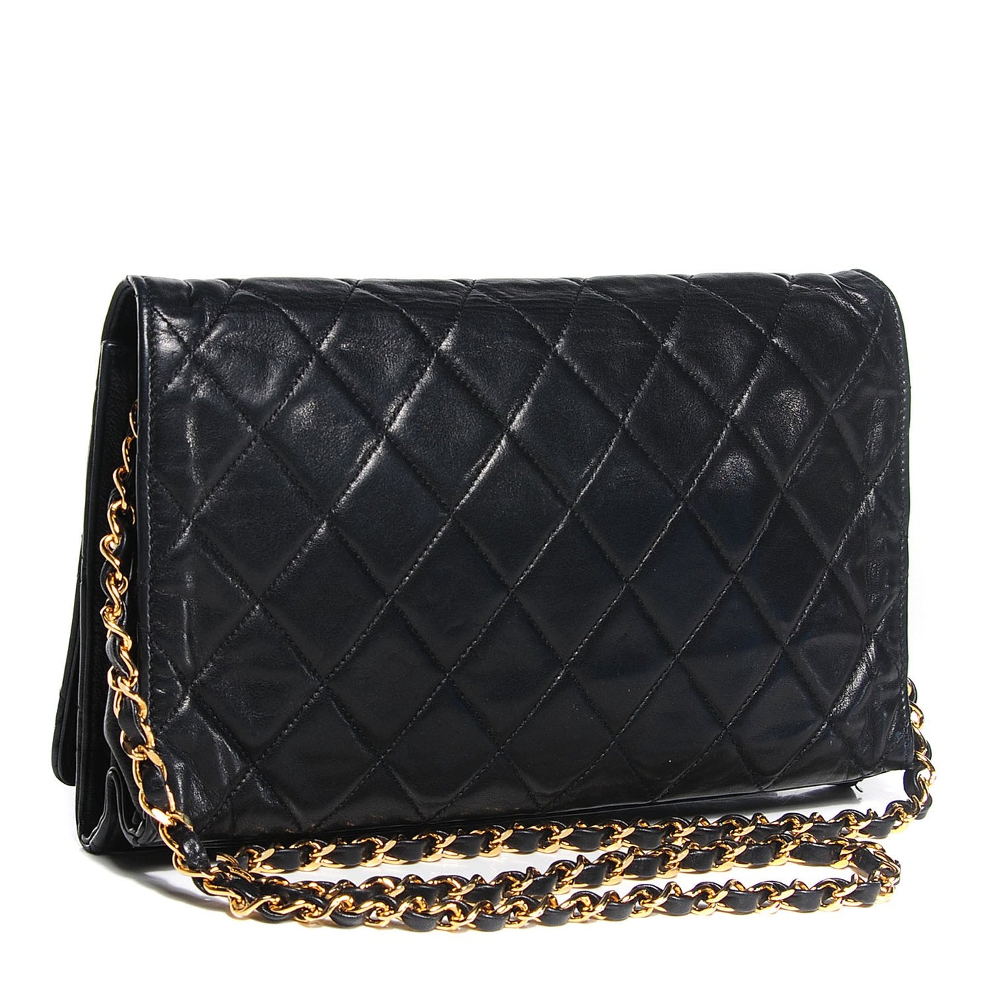 Lambskin Quilted Medium Single Flap Black