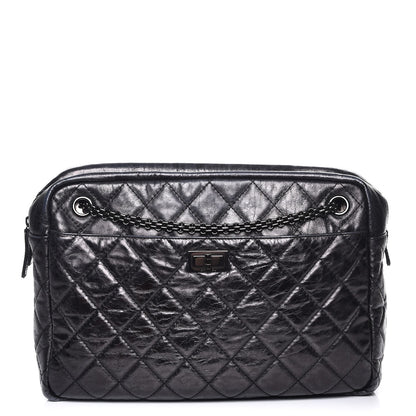 Chanel Metallic Aged Calfskin Quilted Large Reissue Camera Case Black 1 of 8