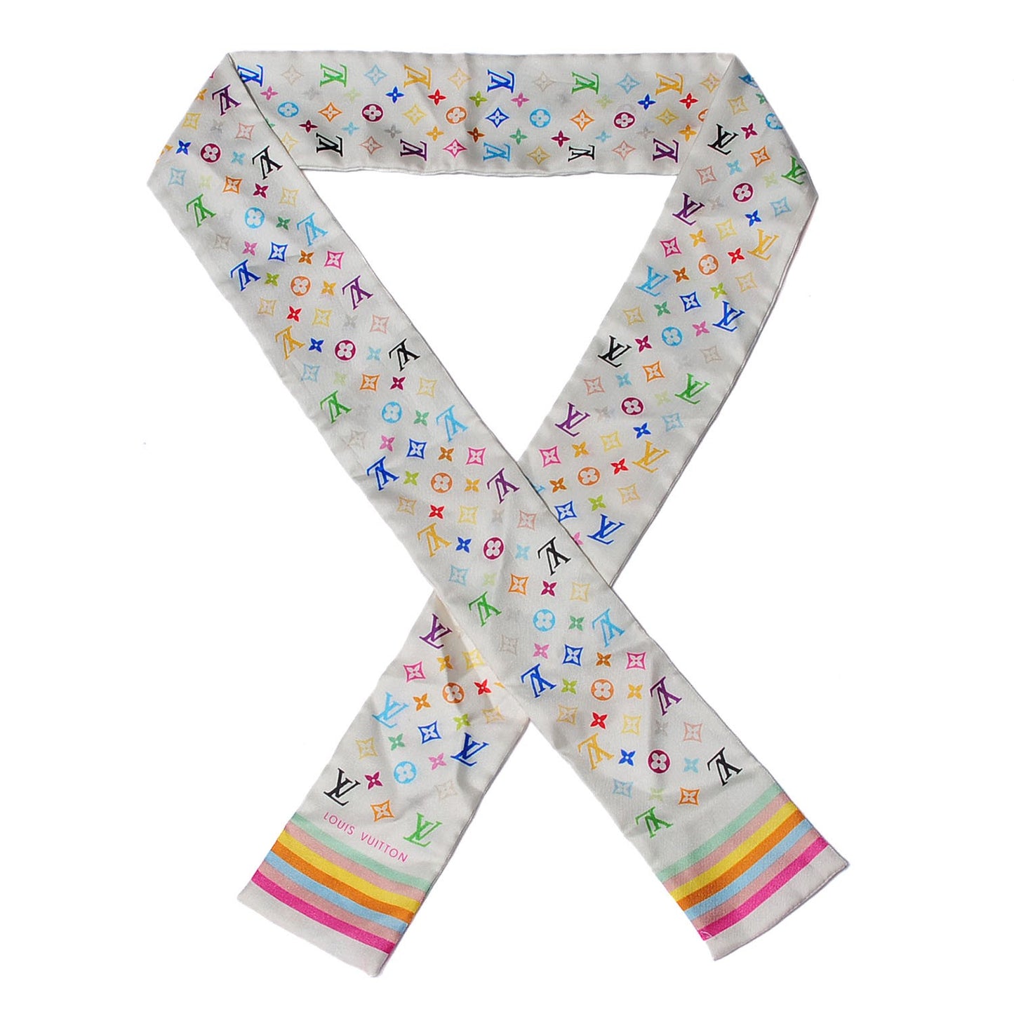Silk Monogram Multicolor Bandeau White