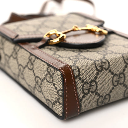 Gucci GG Supreme Monogram Mini Horsebit 1955 Crossbody Bag Beige Brown Sugar 8 of 9